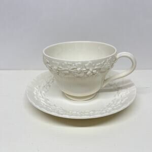 Wedgwood Embossed Queen's Ware Replacement Tea Coffee Cup and Saucer
